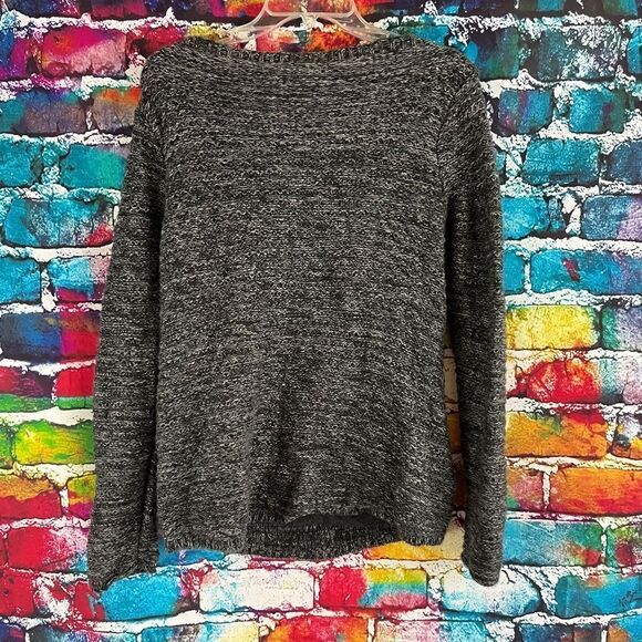 Athleta Chill Marled Merino Wool Gray Sweater Size Medium Pockets - Picture 5 of 5